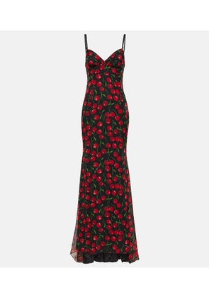 Dolce&Gabbana Cherry printed silk chiffon gown
