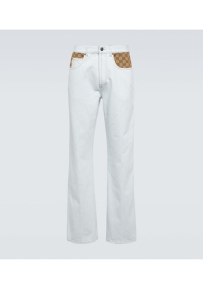Gucci GG canvas-trimmed jeans