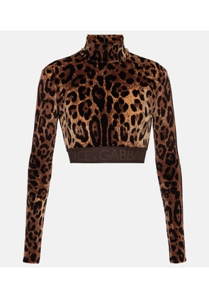 Dolce&Gabbana Jacquard leopard-print cropped top