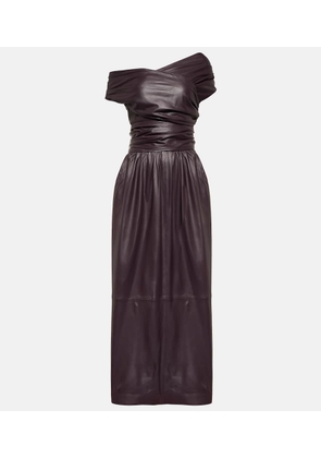 Altuzarra Corfu off-shoulder leather maxi dress