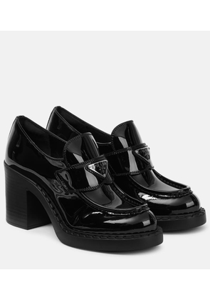 Prada Chocolate patent leather loafer pumps