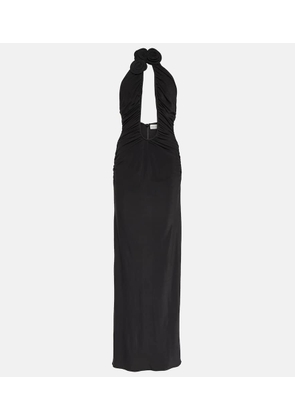 Magda Butrym Floral-appliqué ruched jersey gown