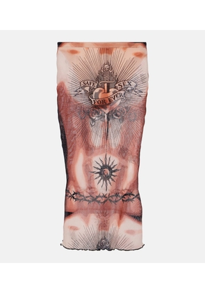 Jean Paul Gaultier Tattoo Collection mesh midi skirt