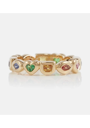 Robinson Pelham Eye Love You Mini 18kt gold ring with sapphires and tsavorites
