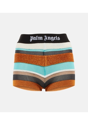 Palm Angels Lurex striped knit shorts