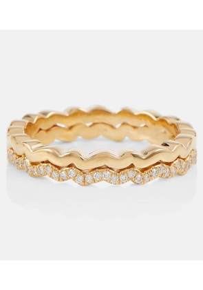 Suzanne Kalan Mini Wave 18kt gold ring with diamonds