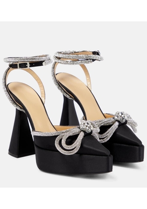 Mach & Mach Double Bow embellished satin pumps