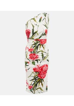Dolce&Gabbana Floral one-shoulder cotton-blend midi dress