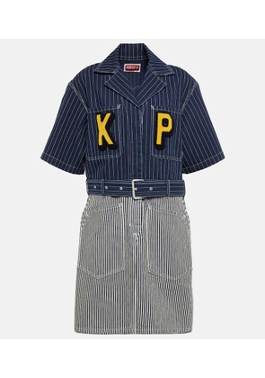 Kenzo Belted striped denim minidress
