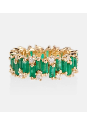 Suzanne Kalan 18kt gold ring with emeralds