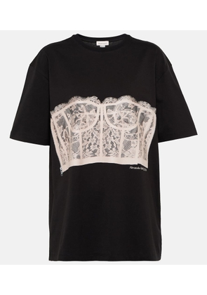 Alexander McQueen Lace-overlay cotton jersey T-shirt