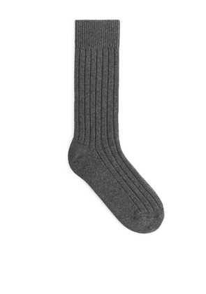 Cashmere Rib Socks - Grey