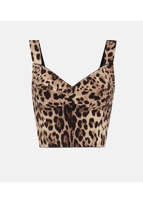 Dolce&Gabbana Leopard-print silk bustier