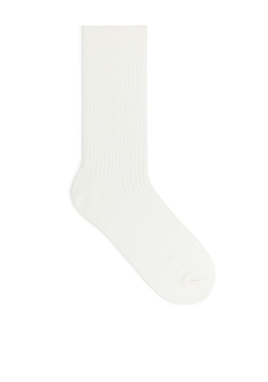 Supima Cotton Rib Socks - White