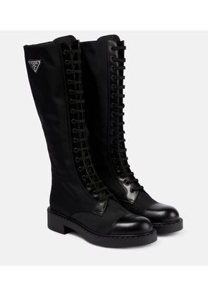 Prada Re-Nylon and leather knee-high boots