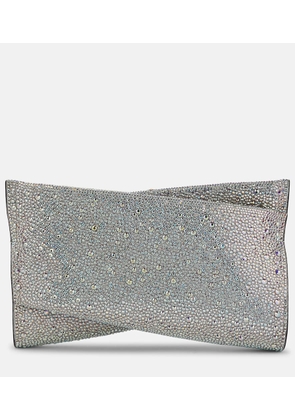 Christian Louboutin Loubitwist Small crystal-embellished suede clutch