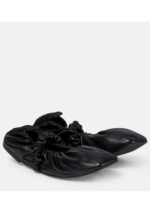 Ganni Scrunchie leather ballet flats