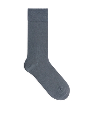 Mercerised Cotton Plain Socks - Blue