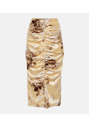 Alessandra Rich Printed silk-blend satin midi skirt