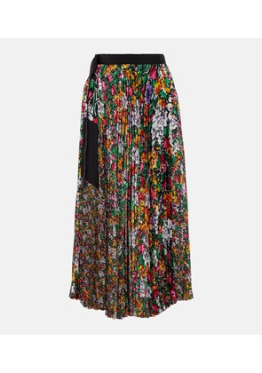 Sacai High-rise floral midi skirt