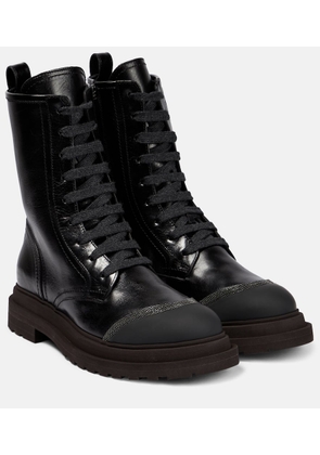 Brunello Cucinelli Lace-up leather ankle boots