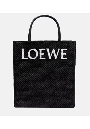 Loewe Logo leather-trimmed raffia tote bag