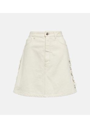 Chloé High-rise cotton and linen skirt