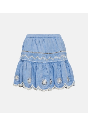 LoveShackFancy Cava embroidered cotton and linen miniskirt
