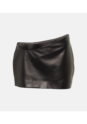 Mônot Asymmetric leather miniskirt