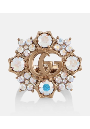 Gucci Double G floral embellished ring