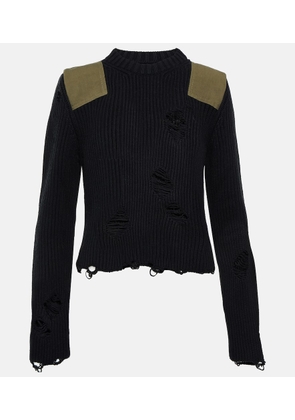 MM6 Maison Margiela Distressed cotton and wool sweater