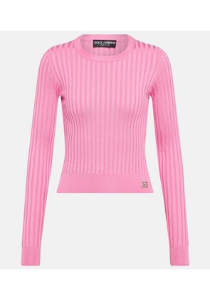 Dolce&Gabbana DG ribbed-knit silk cropped sweater