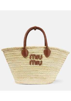 Miu Miu Logo Large straw tote bag