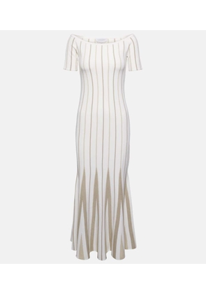 Gabriela Hearst Striped off-shoulder virgin wool maxi dress