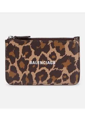 Balenciaga Cash leopard-print leather card holder