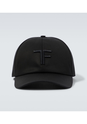 Tom Ford Embroidered canvas and leather cap