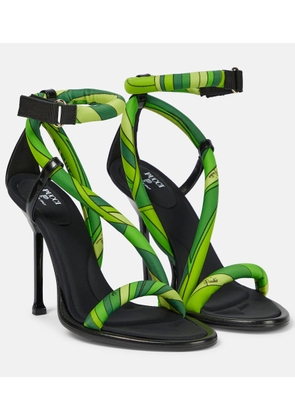 Pucci Leather-trimmed silk sandals