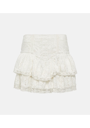 LoveShackFancy Antila tiered lace miniskirt