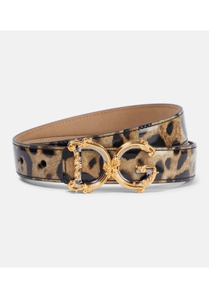 Dolce&Gabbana DG leopard-print patent leather belt