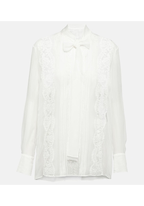 Dolce&Gabbana Lace-trimmed silk-blend blouse