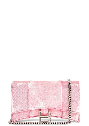 Balenciaga Hourglass Wallet On A Chain in Denim Pink - Pink. Size all.