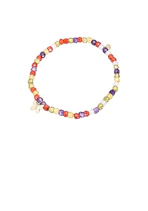 Sydney Evan Tiny Pure Butterfly Charm On Faceted Rondelle Bracelet in Multi & Gold - Pink. Size all.