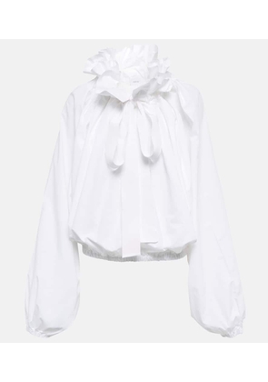 Patou Ruffled tie-neck cotton blouse