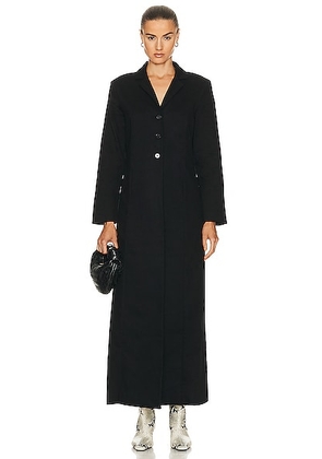 NOUR HAMMOUR Lydia Stretch Denim Fit & Flare Coat in Black - Black. Size 34 (also in 36, 38, 40).