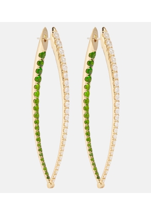Melissa Kaye Cristina XL 18kt gold hoop earrings with diamonds and tsavorite garnets