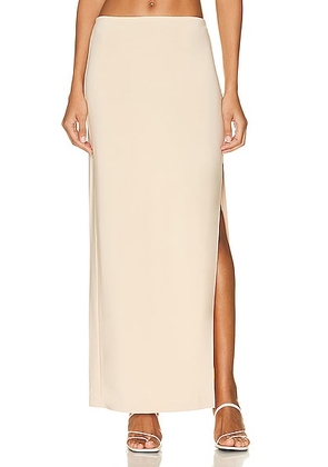 Norma Kamali Side Slit Long Skirt in Con Leche - Tan. Size XL (also in XS).