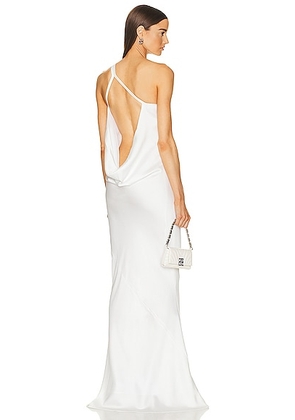Norma Kamali One Shoulder Bias Gown in Snow White - White. Size L (also in M, S, XL, XS).