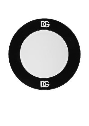 Dolce & Gabbana Casa Set Of 2 Logo Dessert Plates in Black & White - Black,White. Size all.