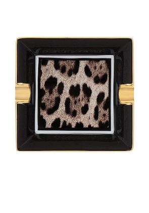Dolce & Gabbana Casa Small Leopard Square Ashtray in Leopard - Black. Size all.