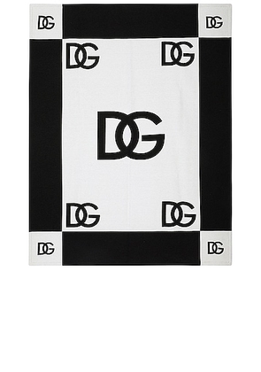 Dolce & Gabbana Casa Logo Blanket in Black & White - Black. Size all.